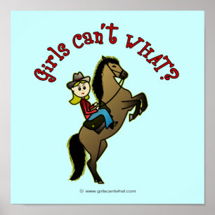 Licht Cowgirl op paard Poster