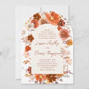 Licht Cream Burnt Oranje Floral Arch Wedding Kaart