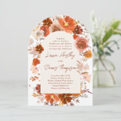 Licht Cream Burnt Oranje Floral Arch Wedding Kaart (Staand voorkant)
