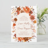 Licht Cream Burnt Oranje Floral Arch Wedding Kaart (Staand voorkant)