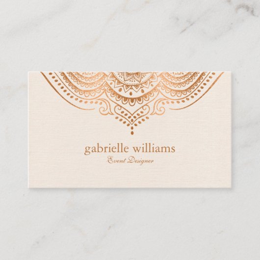 Licht Cream linen textuur met kopertinten manada Visitekaartje (Voorkant)