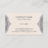 Licht Cream linen textuur met marinesblauwe manada Visitekaartje (Achterkant)