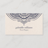 Licht Cream linen textuur met marinesblauwe manada Visitekaartje (Voorkant)