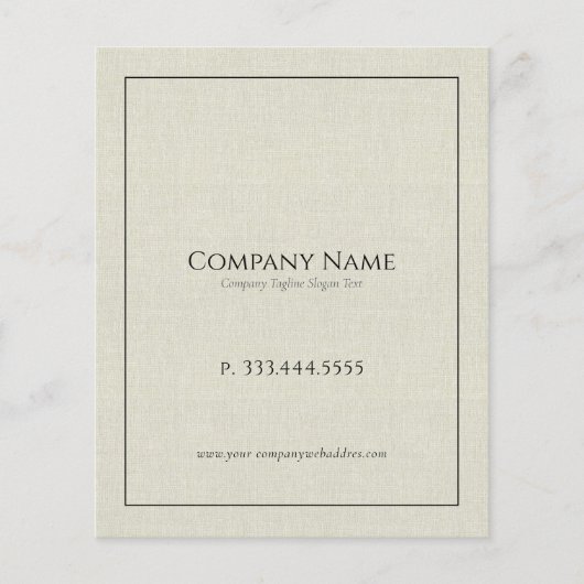 Licht crème linnen tekst zwart typografie flyer (Voorkant)