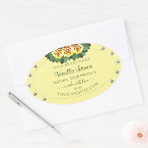 Licht crèmeproduct Etiketten gele rozen diamanten