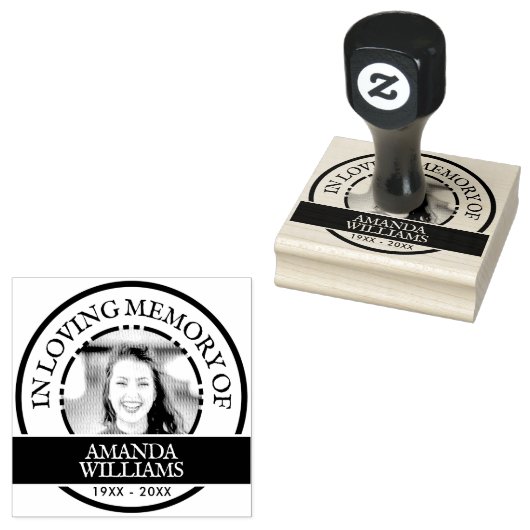 Licht | Custom Modern Memorial foto, naam, tekst Rubberstempel (Gestempeld)