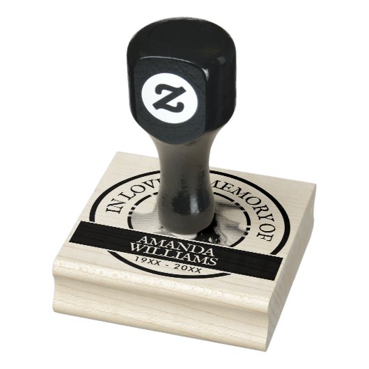 Licht | Custom Modern Memorial foto, naam, tekst Rubberstempel (Stempel)