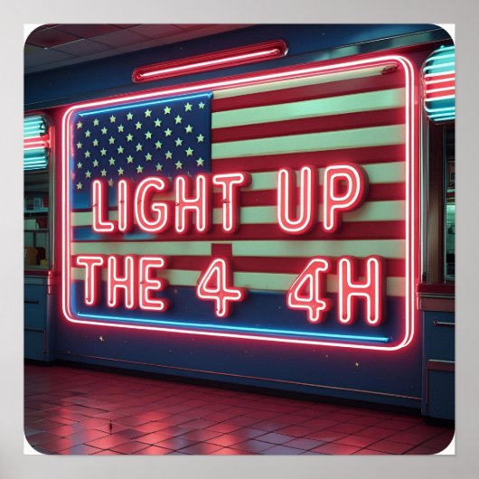 Licht de 4e Fireworks Party Poster Print op (Voorkant)
