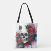 Licht de erfenis - Gotische schedel en Rozen Canva Tote Bag (Achterkant)