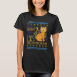 Licht de Joodse Kat Menorah Oegly Chanu in de Meow T-shirt<br><div class="desc">Licht de Joodse Kat Menorah Oegly Chanukah in Meownorah</div>