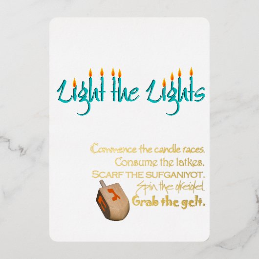 Licht de Lights Chanokah Folie Uitnodiging (Voorkant)