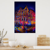 Licht de nacht op 2 - levendig kleurenPoster Poster (Keuken)