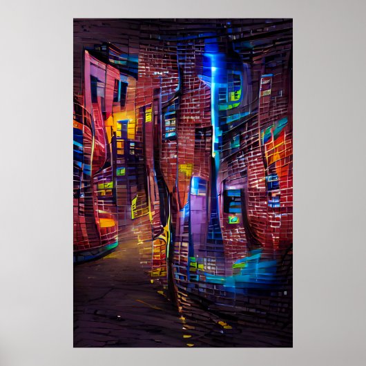 Licht de nacht op 3 - levendig kleurenPoster Poster (Voorkant)