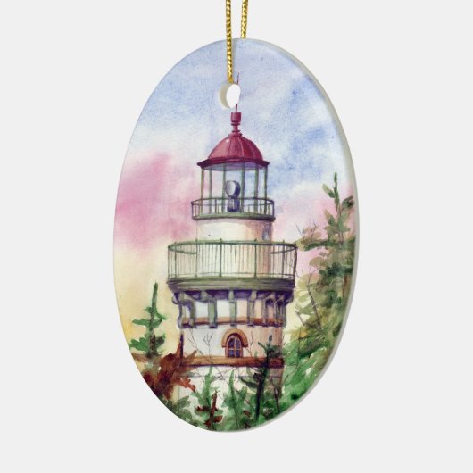 Licht de weg vuurtoren keramisch ornament (Links)