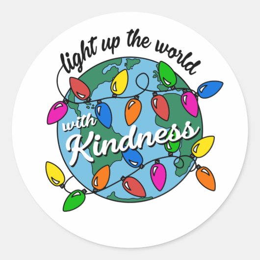 Licht de wereld in met Kindness. Ronde Sticker (Voorkant)