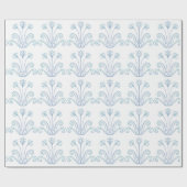 Licht delicaat boheems blauw bloemkrulvormig ontwe cadeaupapier (Vlak)