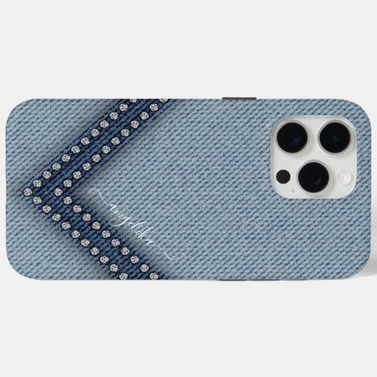 Licht Denim met Rhinestones Case-Mate iPhone Case (Achterkant (horizontaal))