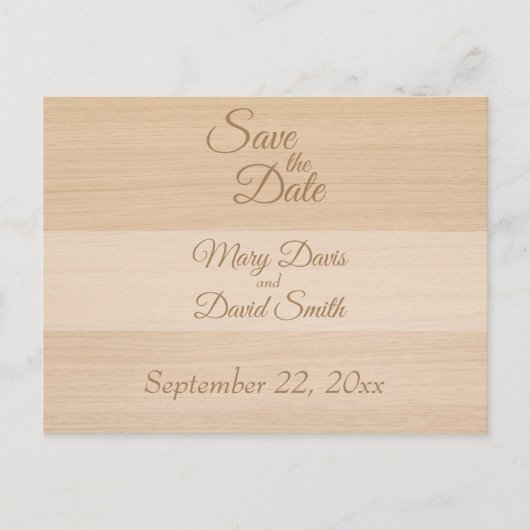 Licht dennenhout Sla de datum op Briefkaart (Voorkant)