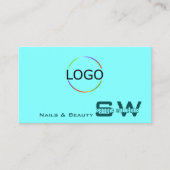 Licht Donker Blauwgroen Chic met Monogram Logo en  Visitekaartje (Voorkant)