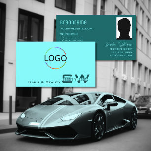 Licht Donker Blauwgroen Chic met Monogram Logo en  Visitekaartje