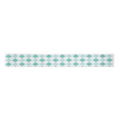Licht donker turquoise wit argyle plaid satijnen lint (Voorkant)