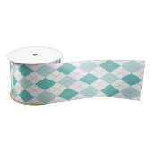 Licht donker turquoise wit argyle plaid satijnen lint (Spoel)