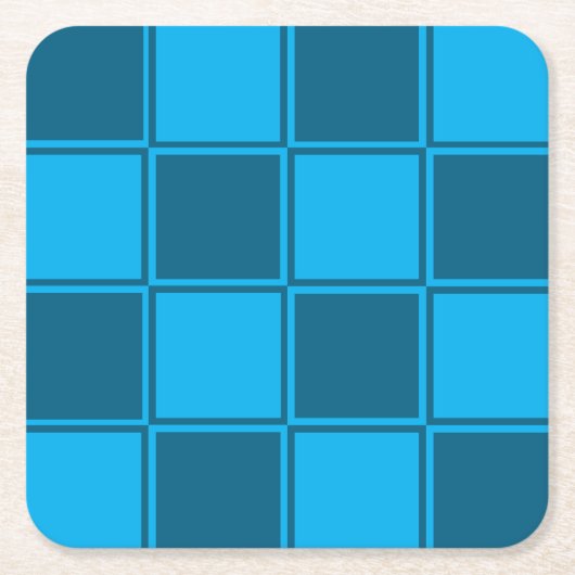 Licht donkerblauw controlepatroon kartonnen onderzetters (Voorkant)