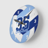 Licht donkerblauw team kleuren aangepaste volleyba ronde klok (Hoek)