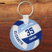 Licht donkerblauw team kleuren kinder volleybal sleutelhanger (Voorkant)