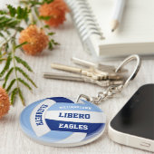 Licht donkerblauw team kleuren volleybal geschenke sleutelhanger (Voorkant Rechts)