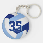 Licht donkerblauw team kleuren volleybal geschenke sleutelhanger (Achterkant)