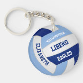 Licht donkerblauw team kleuren volleybal geschenke sleutelhanger (Voorkant)