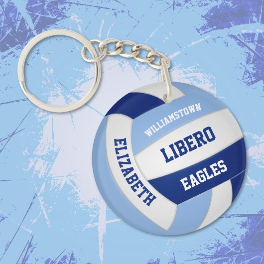 Licht donkerblauw team kleuren volleybal geschenke sleutelhanger