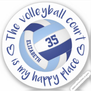 Licht donkerblauw volleybalveld Happy Place Sticker