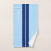 Licht Donkerblauw Wit Blauwgroen Racing Stripes Mo Bad Handdoek (Handdoek)