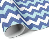 Licht donkerblauw wit chevron patroon wrap papier (Rol Hoek)