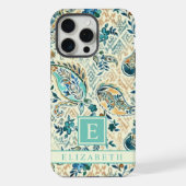  licht donkerblauw wit paisley patroon iPhone hoesje (Achterkant)