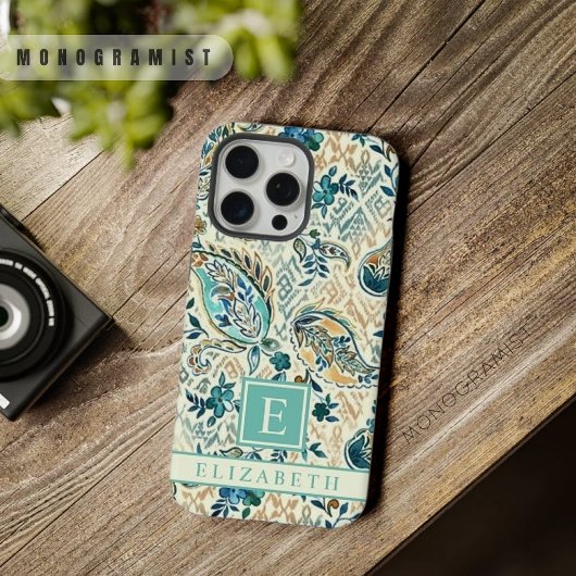  licht donkerblauw wit paisley patroon iPhone hoesje