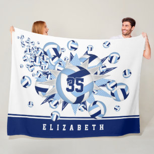 Licht donkerblauwe volleyballen sterren haar sport fleece deken