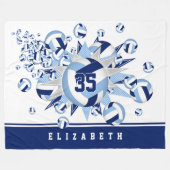 Licht donkerblauwe volleyballen sterren haar sport fleece deken (Voorkant (Horizontaal))