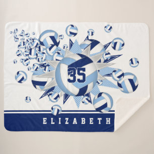 licht donkerblauwe volleyballen sterren meisjes na sherpa deken