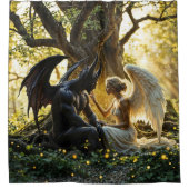 Licht donkere engel demon verboden liefde kunst douchegordijn (Voorkant)