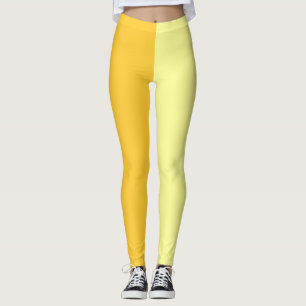 Licht donkergeel tweekleurig gesplitst half ontwer leggings