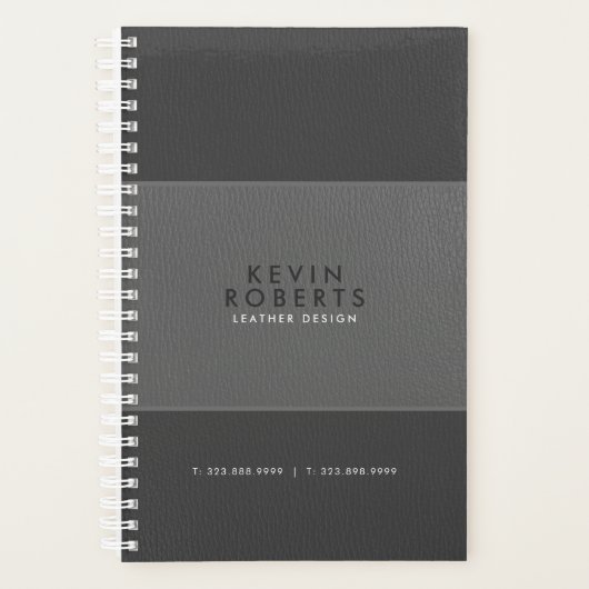 Licht & donkergrijs  leder planner (Voorkant)