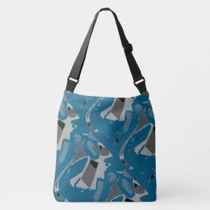Licht & Donkergrijs Turquoise Schuine Kunst Abstra Crossbody Tas