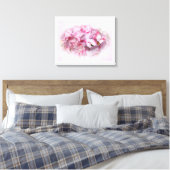 Licht & Donkerroze Hydrangea Bloemen Canvas Afdruk (Insitu (Slaapkamer))