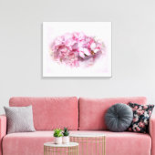 Licht & Donkerroze Hydrangea Bloemen Canvas Afdruk (Insitu (Woonkamer))