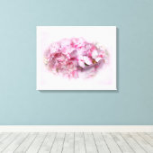 Licht & Donkerroze Hydrangea Bloemen Canvas Afdruk (Insitu (Houten vloer))