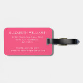 licht donkerroze witte polka dot bagagelabel (Achterkant horizontaal)