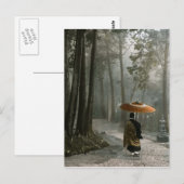 Licht doorbreekt naarmate monk de tempelstappen da briefkaart (Voorkant / Achterkant)